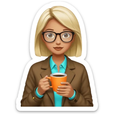 Woman with coffee , coffe shop neon glow, Midnight Wander. sticker