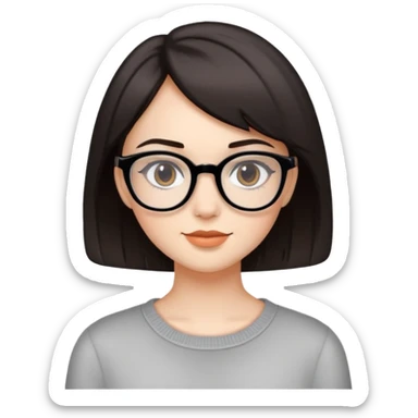 A pretty girl with short dark hair not black but not totally brown wearing glasses  sticker