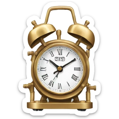 mechanical table clock with the inscription '24/7' sticker