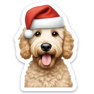 Goldendoodle with Santa hat  sticker