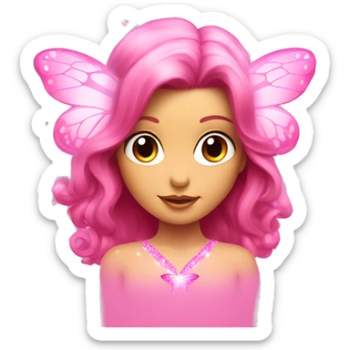 pink halo around pink butterfly with sparkles sticker