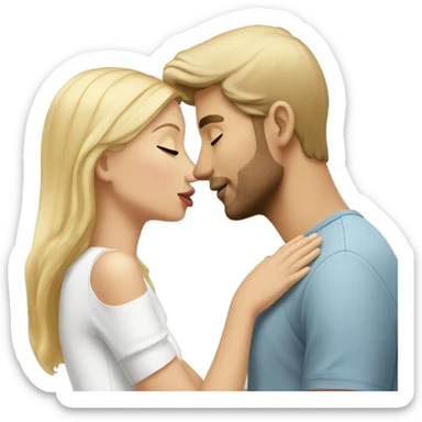 blonde girl kissing brunette man sticker