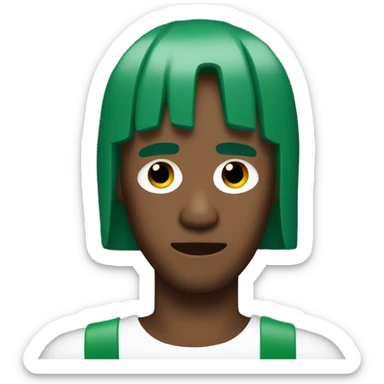 Frank ocean with green hair and left hand covering his eyes sticker
