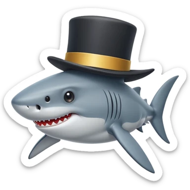 Shark with a top hat sticker