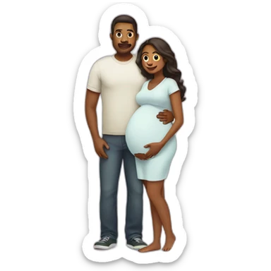 husband and pregnant wife sticker