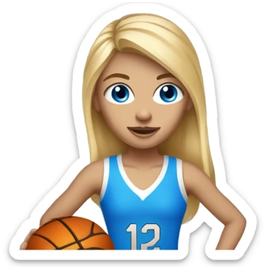 blonde girl blue eyes playing basketball sticker