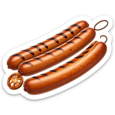 Single grilled sausage on a plain white background sticker