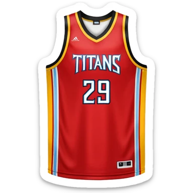 red, yellow, white titans basketball jersey sticker