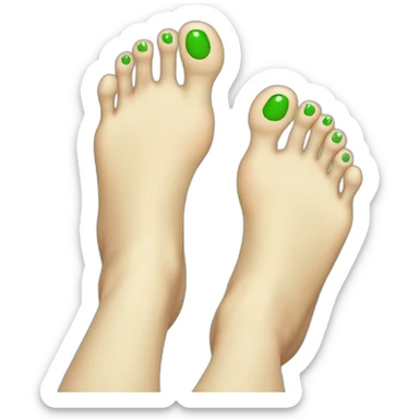 Feet with green varnish sticker