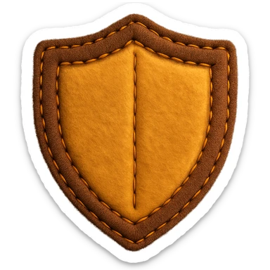 <StylePrompt>
  <Name>Felt Appliqué Plush Style</Name>
  <Description>A soft, handcrafted look inspired by plush felt fabric with visible stitching and a padded 3D texture, rendered on a solid black background.</Description>
  <VisualProperties>
    <Material>Felt</Material>
    <Texture>Soft, fuzzy, with slight fiber detail</Texture>
    <Stitching>
      <Type>Thick thread</Type>
      <Color>Orange or slightly darker tone than fabric</Color>
      <Pattern>Uniform running stitch along outer edge</Pattern>
    </Stitching>
    <Padding>High, plush-like 3D depth</Padding>
    <Edges>Rounded corners</Edges>
    <ColorPalette>
      <Primary>Warm yellow/orange tones</Primary>
      <Accent>Brown or dark orange for facial features and outline</Accent>
      <Background>Black</Background>
    </ColorPalette>
  </VisualProperties>
  <Rendering>
    <Lighting>Soft, even studio lighting</Lighting>
    <Shadows>Subtle drop shadows for depth</Shadows>
    <Perspective>Flat front-facing, symmetrical if applicable</Perspective>
  </Rendering>
  <Applicability>
    <SubjectType>Any object, animal, or letterform</SubjectType>
    <OutputFormat>Icon, emoji, patch-style graphic</OutputFormat>
  </Applicability>
</StylePrompt>

{subject} = shield sticker