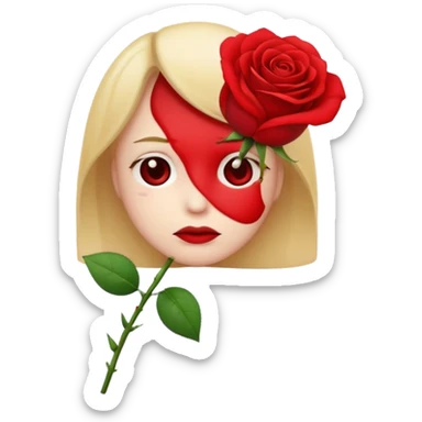 una faccina emoji triste che porge una rosa di fronte sticker