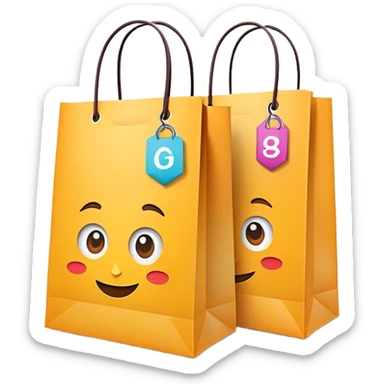 shopping bags with BOGO label, Buy One Get One Free promotion sticker