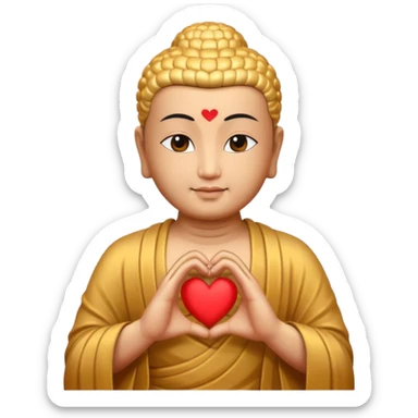 Buddha makes a heart shape with his hands. sticker