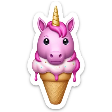 An ice cream with a pink unicorn holing a nuke  sticker
