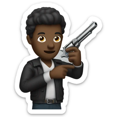 Man holding a toy revolver sticker