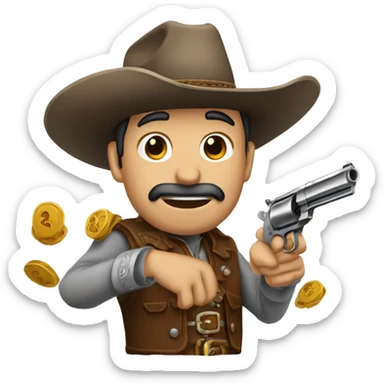 raton vaquero con sus 2 pistolas sticker