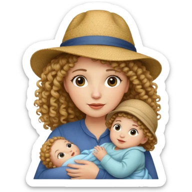 curly Mother with Hats with her baby sticker