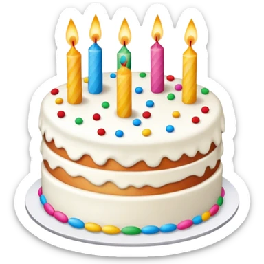 Realistic confetti birthday cake sticker