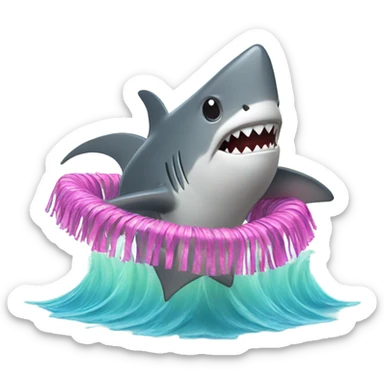 Shark with a hula skirt sticker