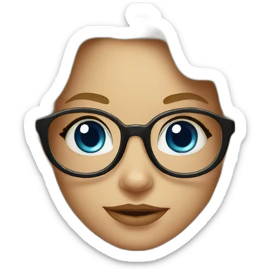 Blond girl with wavy hair, glasses, blue eyes, apple computer and arms tattoed sticker