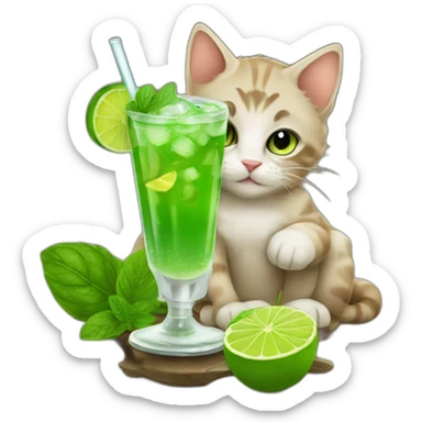 baby sherlock holmes cat drinking mojito sticker