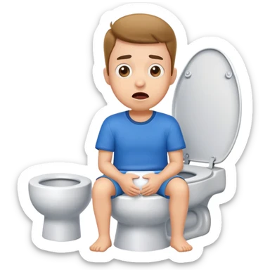 cartoon character sitting on toilet with surprised expression sticker