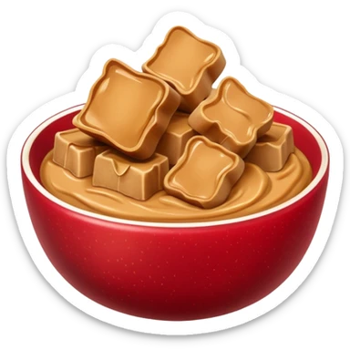 apple chunks in bowl with peanutbutter sticker