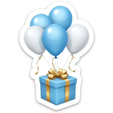Please make light blue and white balloons too, make several and tie them to a gift sticker