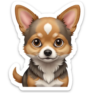 Chihuahua mix with grey, brown, and black fur sticker