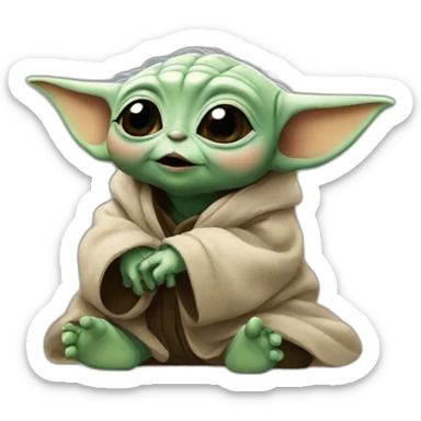Baby yoda giving a kiss sticker