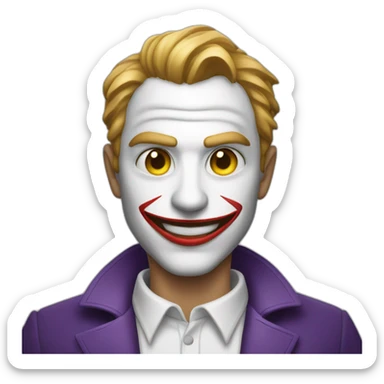 mysterious man in white shirt looking like a joker sticker