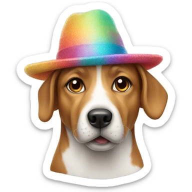 Dog wearing hat sticker