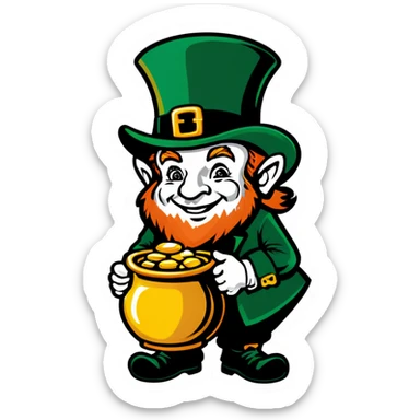 Leprechaun with pot of gold sticker