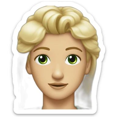 Mel Gibson and woman blond square staright haire with fringe and green eyes sticker