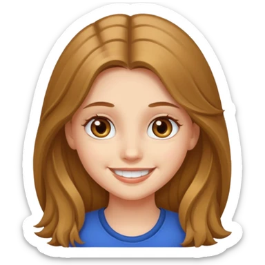 create a girl with hazel long hair, hazel eyes and beautiful smile sticker