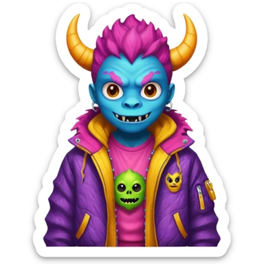 porttrait of monster with flashy-streetwear outfit sticker