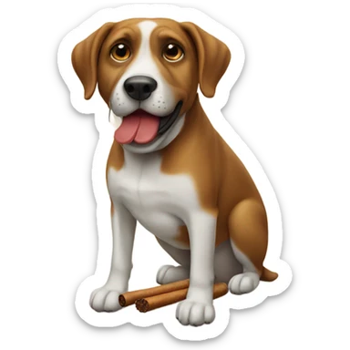 Dog with cigar sticker
