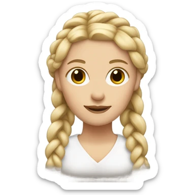 white woman with blonde hair in 2 braids sticker