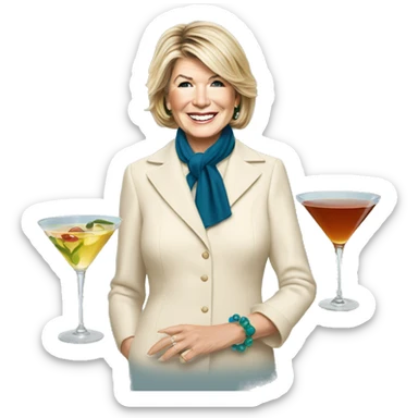 Martha Stewart with martini at Christmas  sticker