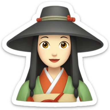 female-in-the-heian-era-with-hat-and-scarf sticker