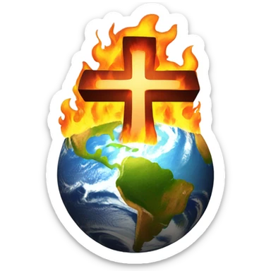 Cross with earth on fire  sticker