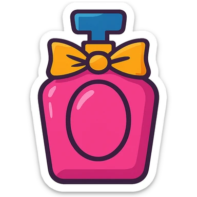 pink perfume bottle in vibrant toon style sticker