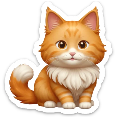 A 3D cartoon orange-ginger Ragdoll cat with gentle smile, fluffy tail, soft rim lighting, dreamy Memoji-style tone. sticker