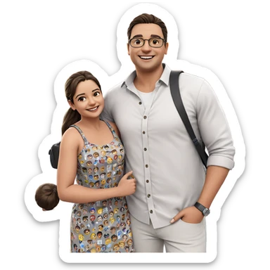 smiling girl in city scene sticker