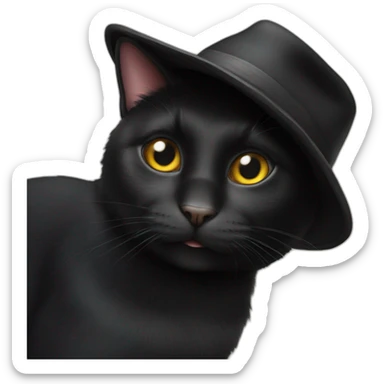 black cat in the beani hat sticker