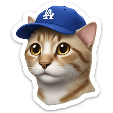 Cat wearing dodgers hat sticker