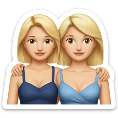 i want an emoji with 2 longue hair blonde girls like the movie "the holiday" They are not touching each other. One is Cameron Diaz, the tother Kate Winslet. They are same height. sticker