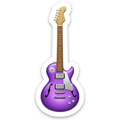 a purple Christmas ornament with a guitar sticker