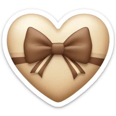 brown pastel heart with a beige striped bow sticker