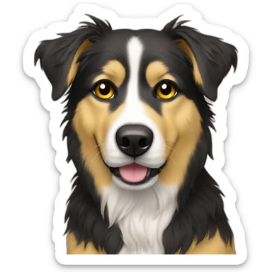 yellow messy fur mixed breed black eyes dog sticker